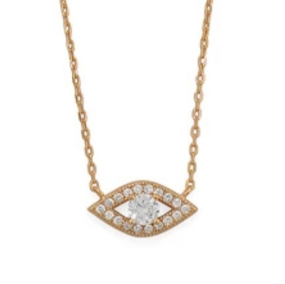 14KT GOLD PLATED CZ EVIL EYE NECKLACE - Picture 2 of 2